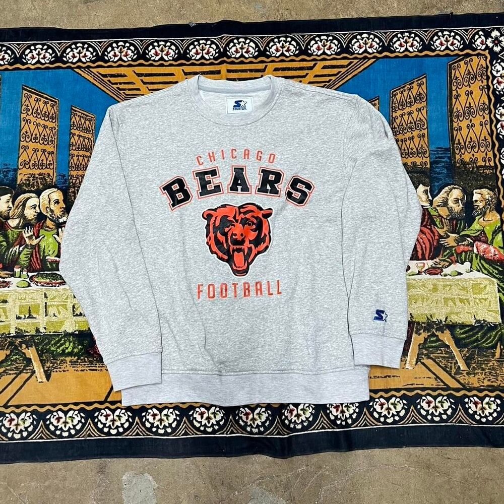 Vintage Starter Chicago Bears grey sweatshirt Size Large NFL Sportswear football